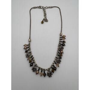 Retired Brighton Cannes Smoky Topaz Bronze Silver Plated Necklace